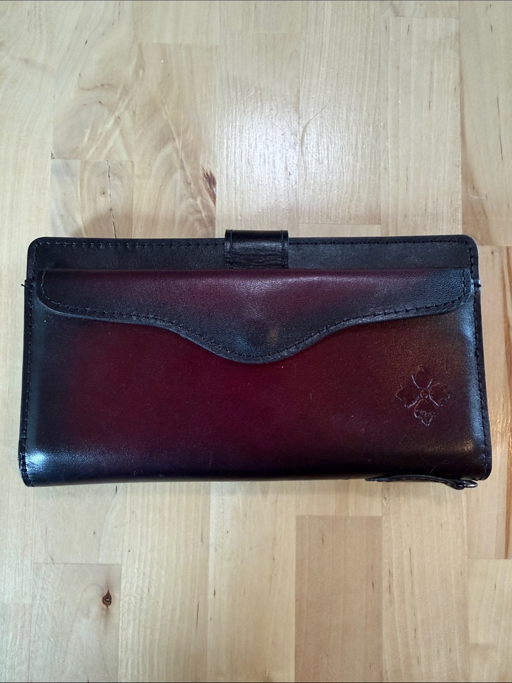 Patricia Nash Burgundy and Black Leather Wallet